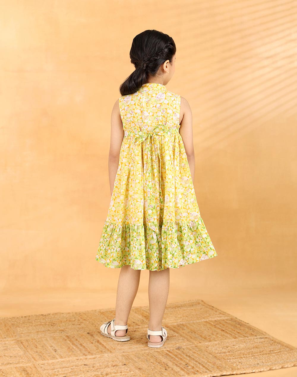 Yellow Cotton Printed Dress