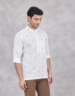 White Cotton Dobby Slim Fit Mid Placket Shirt