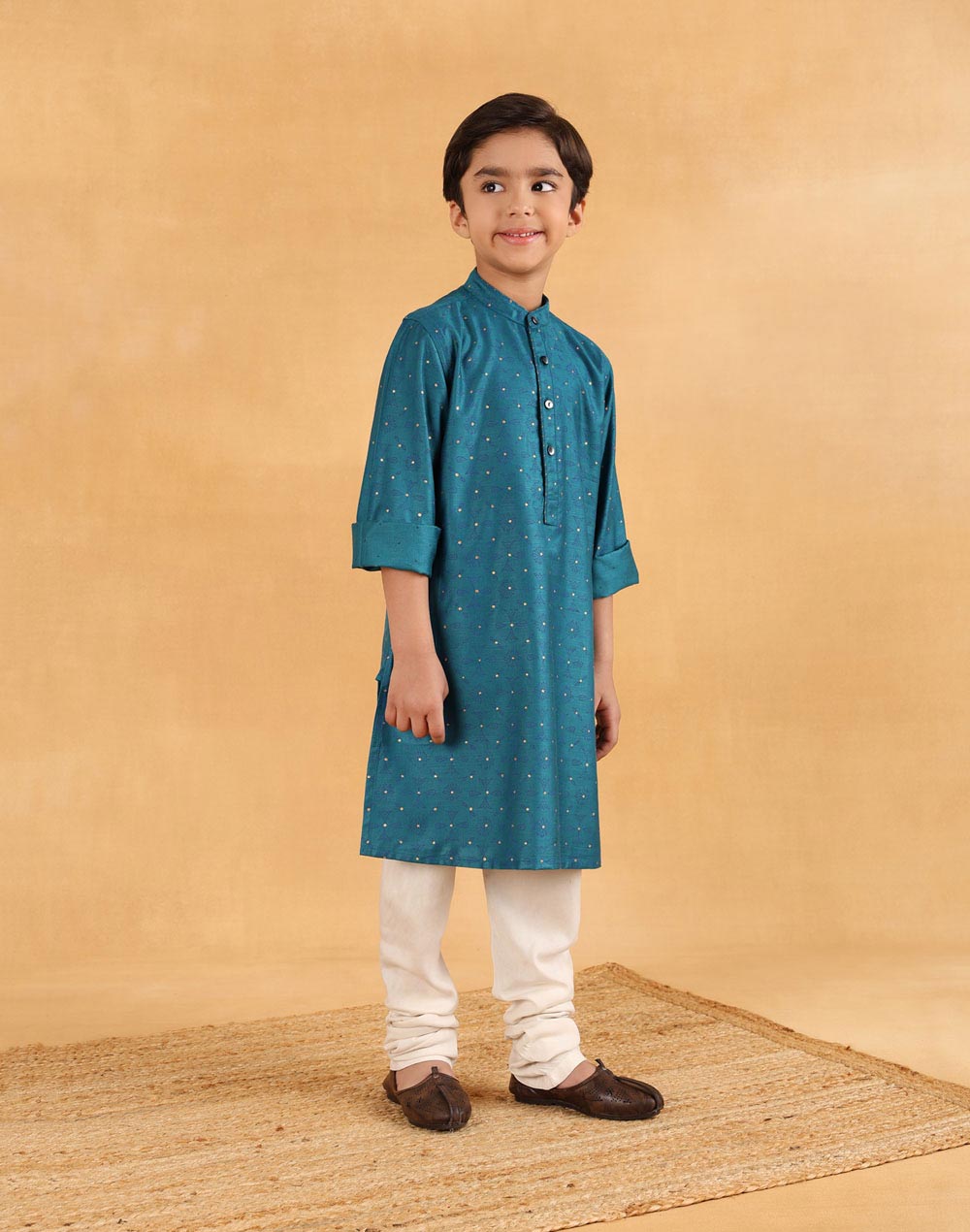 Blue Viscose Blend Hand Block Printed Long Kurta
