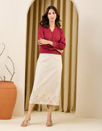 Maroon Hand Embroidered Indian Tunic styled for easy everyday style