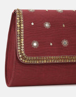 Red Embroidered Clutch