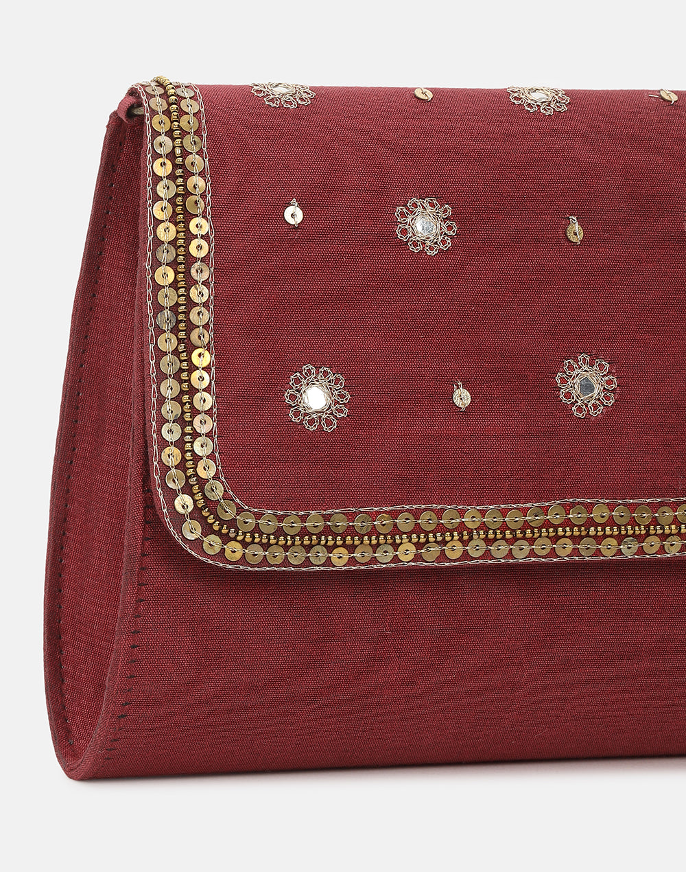 Red Embroidered Clutch