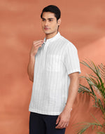 White Cotton Mid Placket Shirt