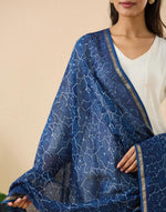 Indigo Cotton Silk Blend Dabu Printed Dupatta