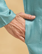 Teal Viscose Silk Long Kurta