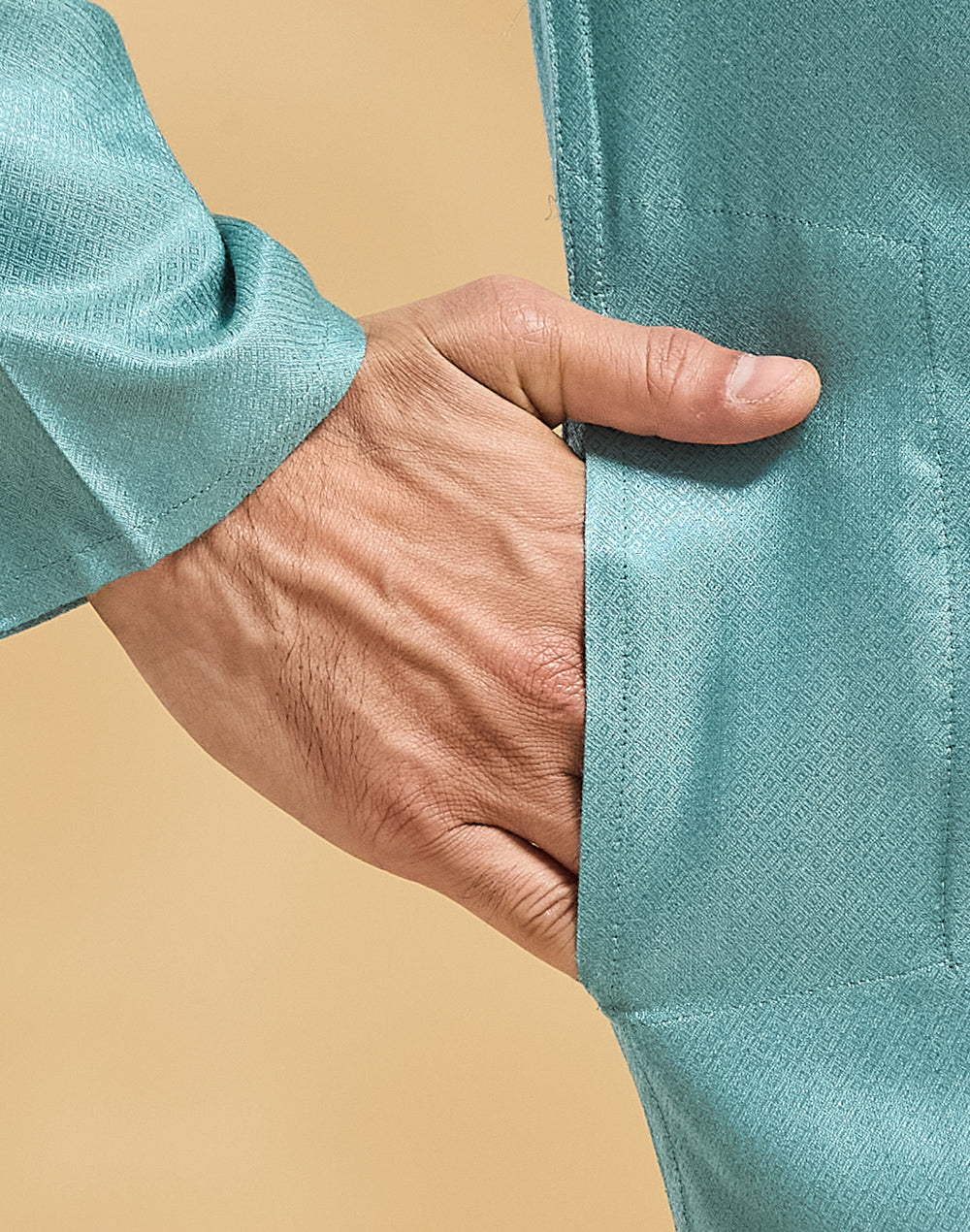 Teal Viscose Silk Long Kurta