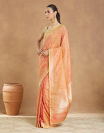 Orange Viscose Blend Banarsi Sari