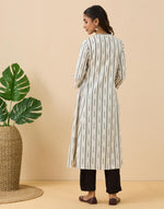 White Cotton Ikat Slim Fit Long Kurta