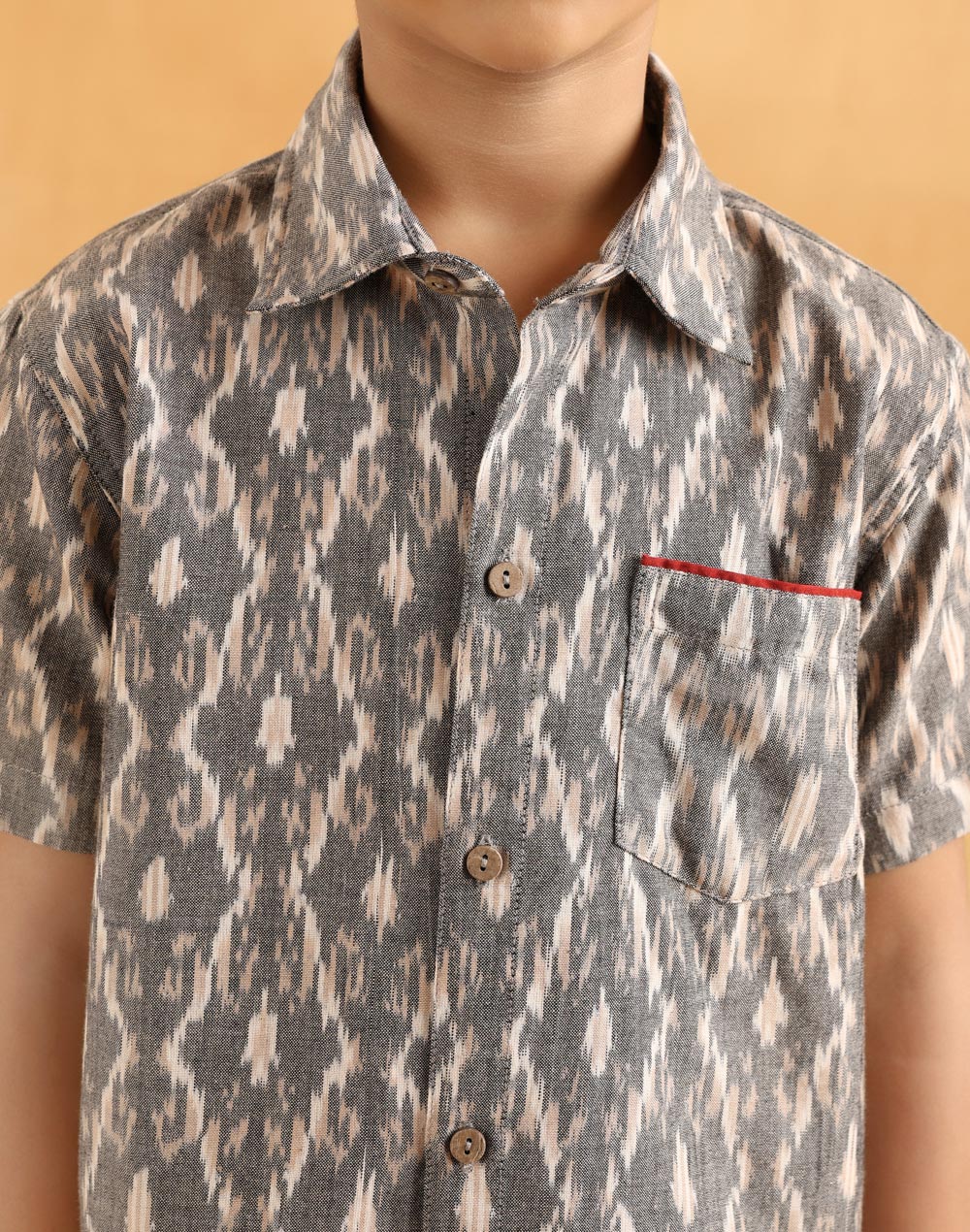 Black Cotton Ikat Shirt