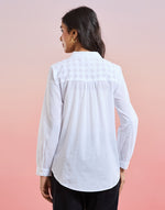 Texture and finish of the White Applique Shirt by Fabindia UK