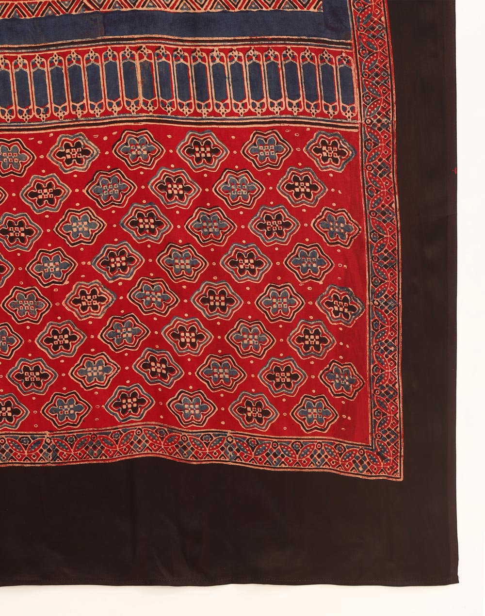 Red Viscose Blend Ajrakh Printed Dupatta