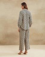 Beige Cotton Bagru Printed Shirt & Pant Set