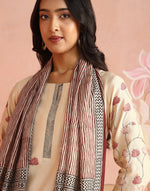 Natural-Red Silk Bagh Printed Stole