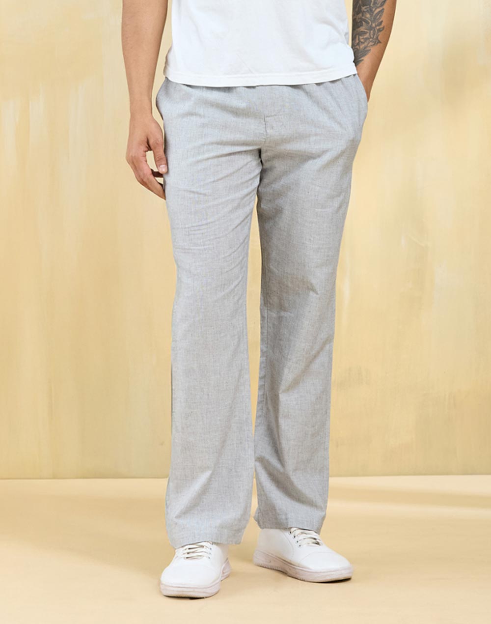 Grey Cotton Drawstring Pant
