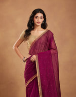 Purple Cotton Silk Blend Chanderi Sari