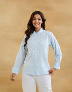 Light Blue Cotton Chikankari Shirt