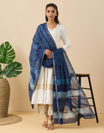 Indigo Cotton Silk Blend Dabu Printed Dupatta