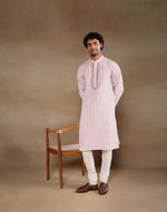 Pink Cotton Chikankari Slim Fit Kalaa Kunj Long Kurta