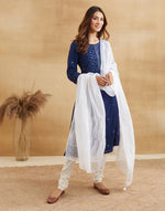 White Cotton Silk Chikankari Dupatta