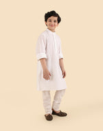 White Cotton Chikankari Kurta Long