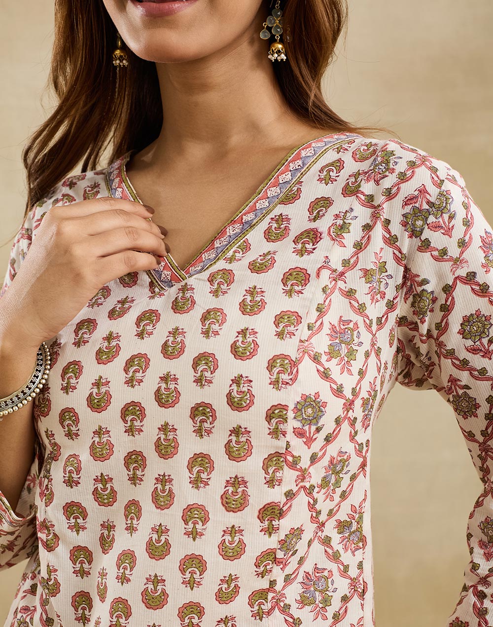 Pink Cotton Short Kurta