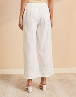 White Cotton Chikankari Casual PJ Pant With Drawstring
