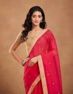 Magenta Cotton Silk Blend Chanderi Sari