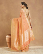 Orange Viscose Blend Banarsi Sari