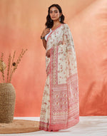 Pink Cotton Silk Hand Block Print Sari