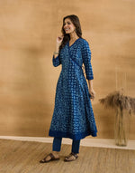 Indigo Cotton Dabu Long Kurta
