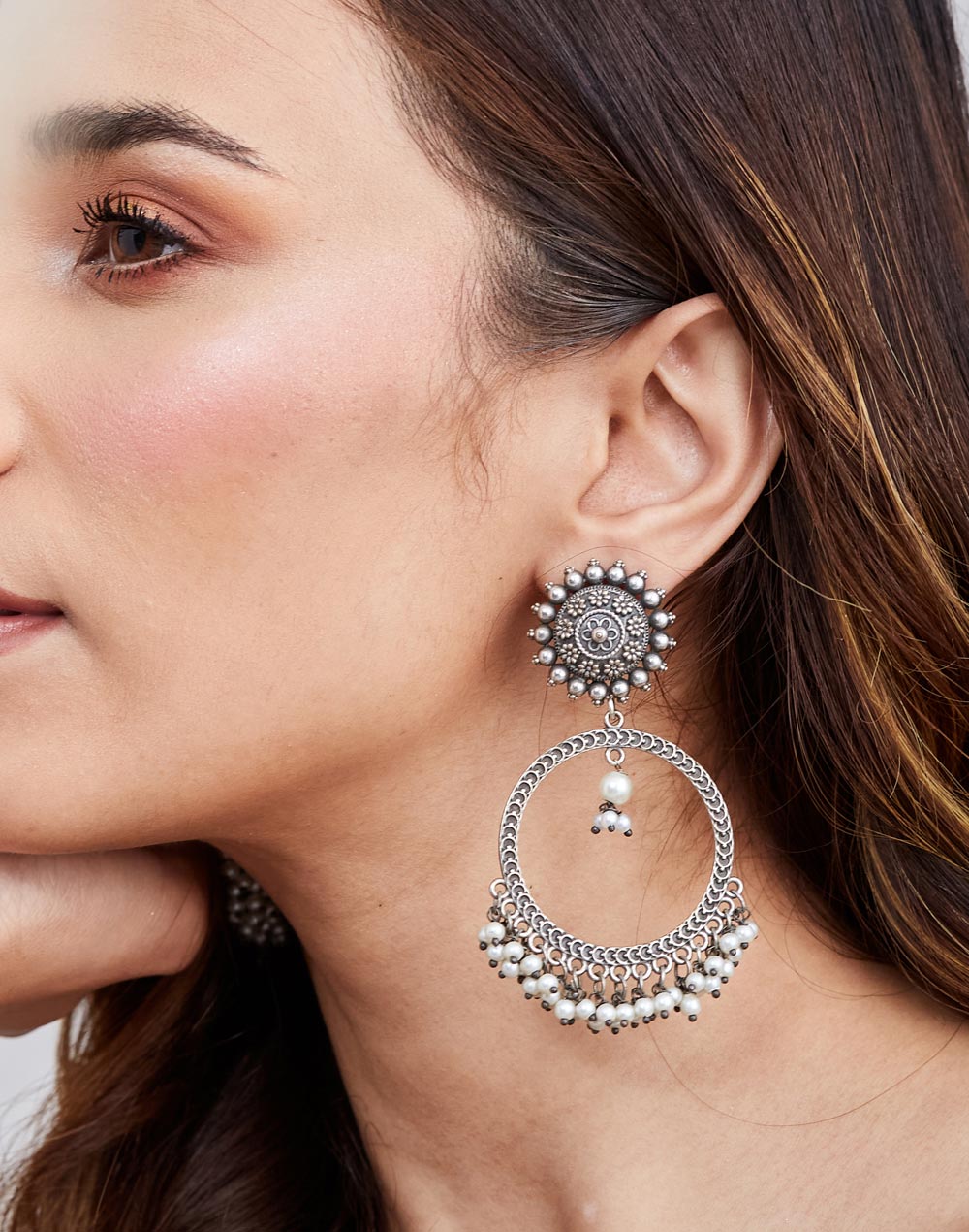 Metal Chand Bali Earrings