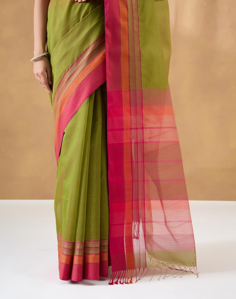 Green Cotton Silk Blend Maheshwari Woven Wonders Sari