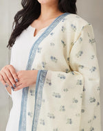 Blue Cotton Printed Floral Dupatta