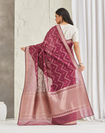 Wine Cotton Silk Blend Banarsi Sari