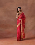 Pink Cotton Silk Blend Woven Wonders Chanderi Sari