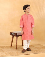 Pink Cotton Silk Blend Long Kurta