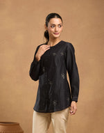 Black Cotton Silk Hand Embroidered Tunic