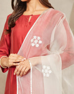 Natural Silk Blend Chikankari Dupatta