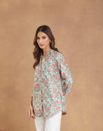 Green Cotton Silk Hand Block Printed Tunic