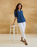 Indigo Cotton Dabu Top
