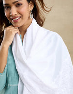 White Cotton Chikankari Stole
