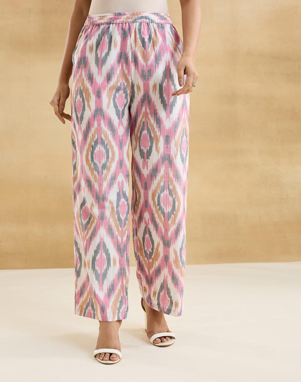 Pink Cotton Ikat Pant & Tunic Set