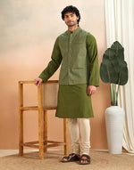 Green Cotton Nehru Jacket