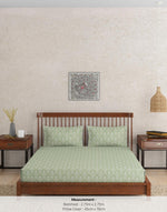 Green Roshni Printed Cotton Bed Sheet With Pillow Covers