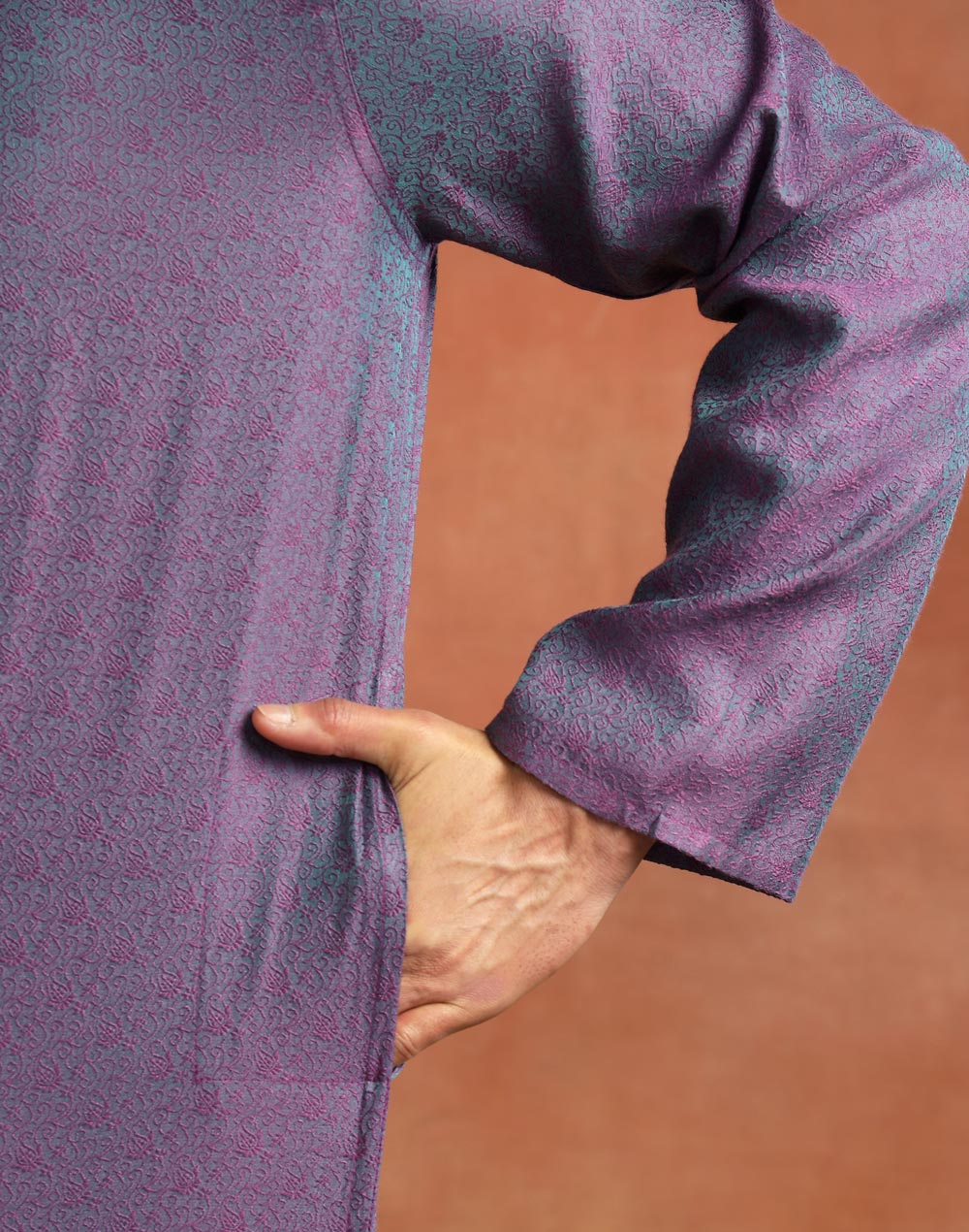 Purple Viscose Silk Long Kurta