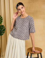 Black Cotton Bagh Printed Short Top
