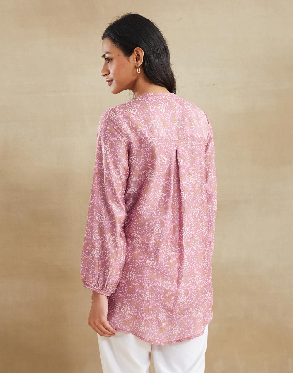 Pink Cotton Silk Hand Block Printed Clara Tunic