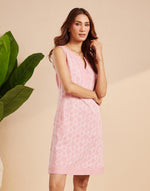 Pink Cotton Chikankari Short Dress