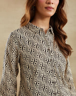Beige Cotton Bagru Printed Shirt & Pant Set