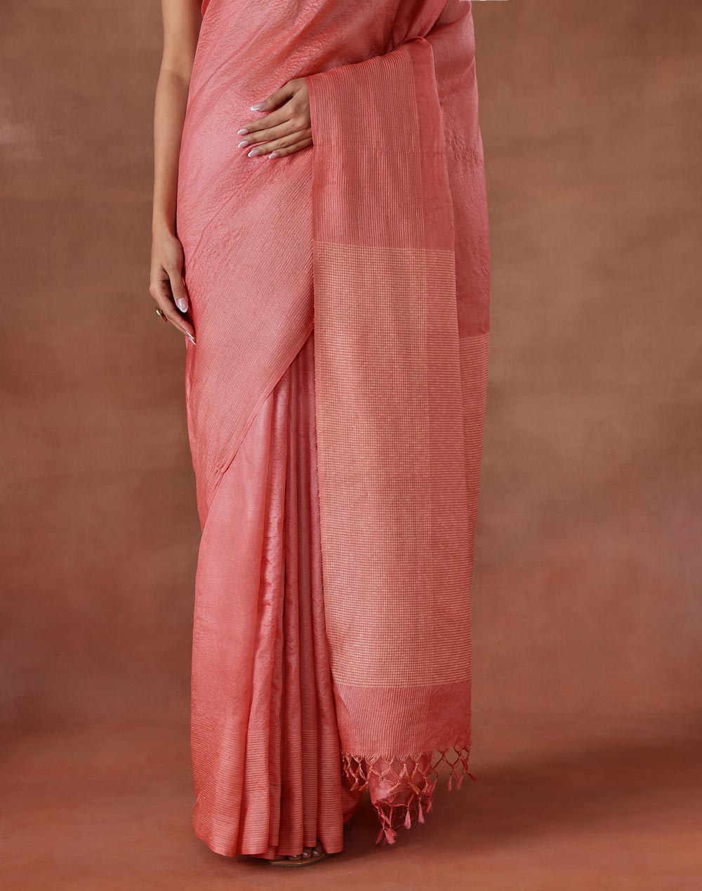 Pink Silk Blend Sari